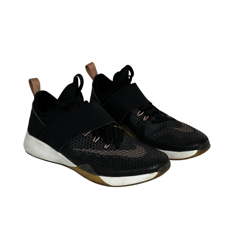 Nike Air Zoom Running Shoes Sneakers Womens Size 6.5 Black‎ Gold Fitness Strong